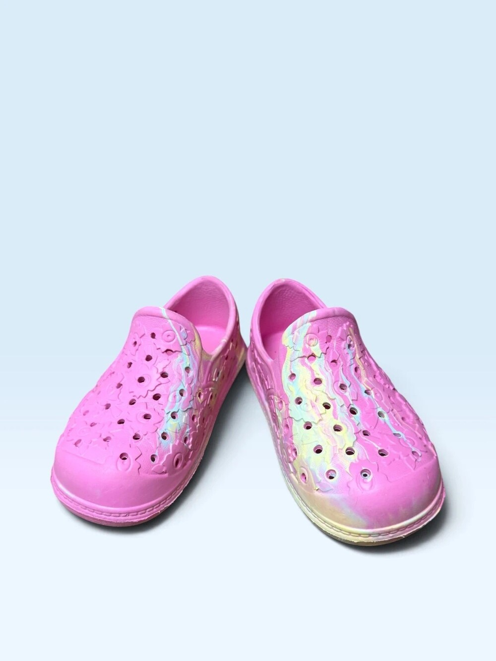 Girls Pink Marbled Slip-On Clogs / Water Shoes Size 9/10